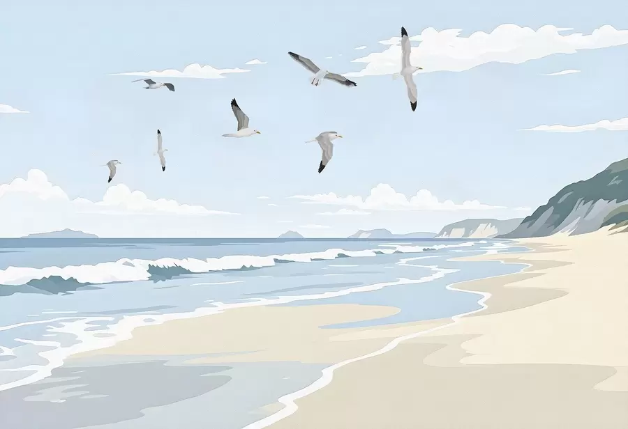 Шпалери Морський пейзаж, написаний олійною фарбою w03338