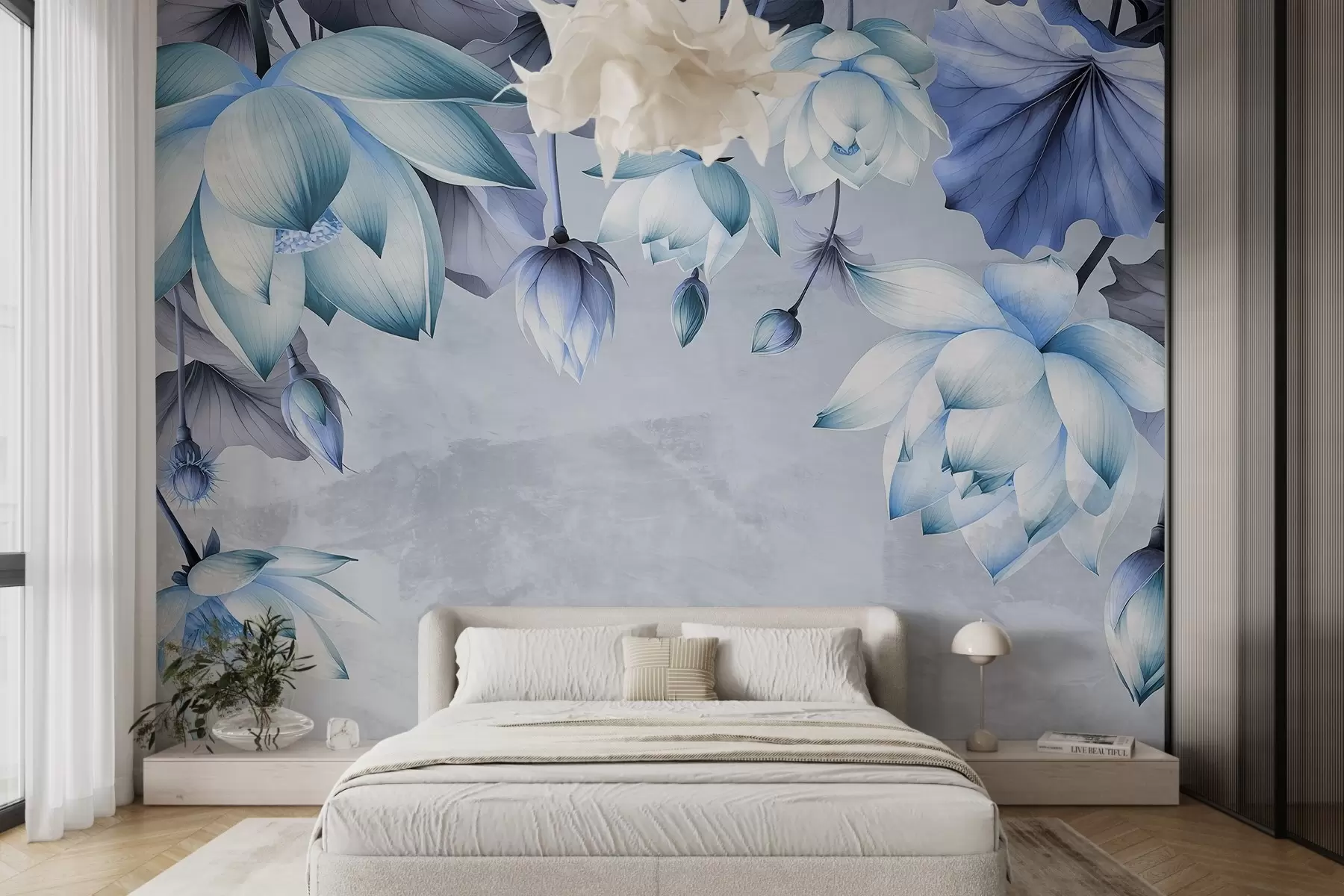 Шпалери Пишний букет лотосів, що звисає зверху w03340v1