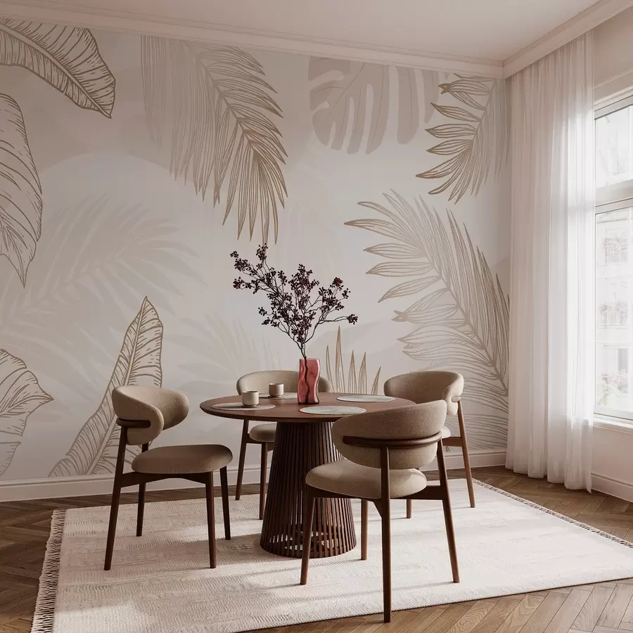 Шпалери Тропічне листя в графічному стилі w03260