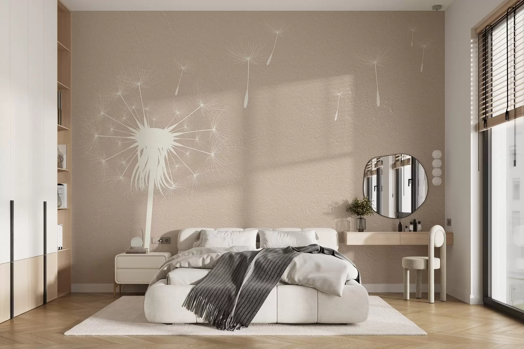 Шпалери Кульбаба на текстурному фоні w03318