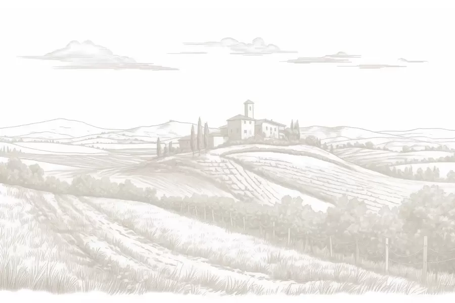 Шпалери Пейзажі Тоскани, Італія, виноградники, природа, старий замок, бежеві кольори w03349