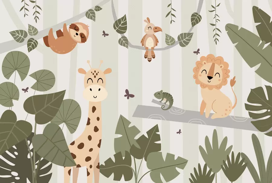 Шпалери Пейзаж з тропічними тваринами w03376