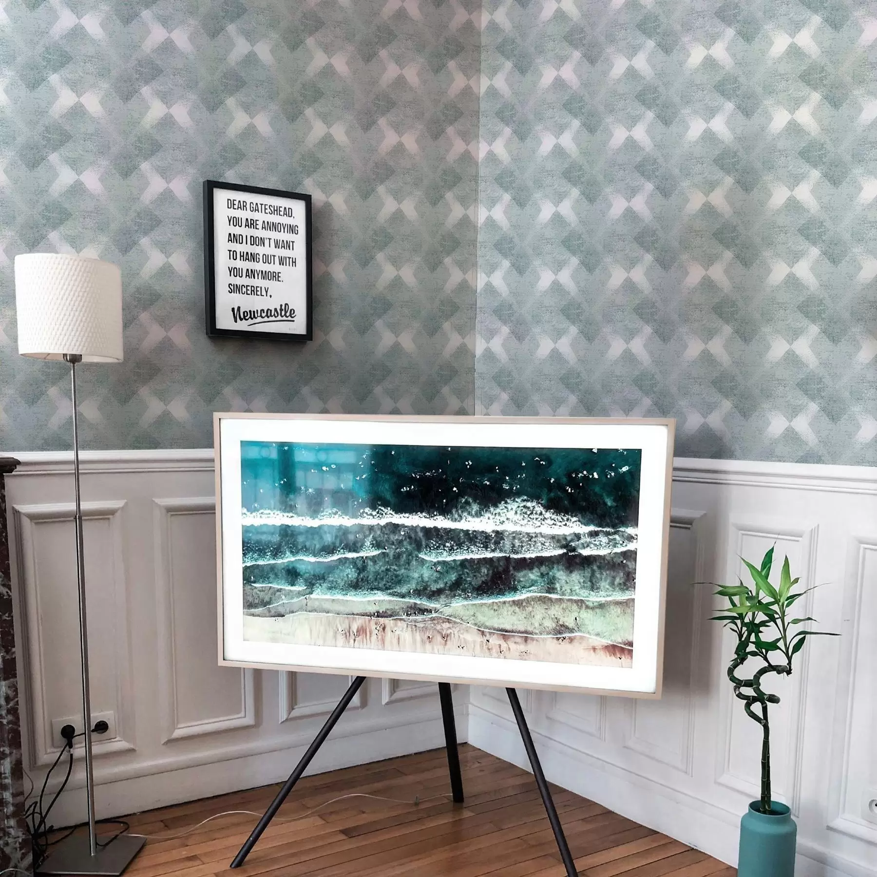 Шпалери Ромби в синіх кольорах a00007