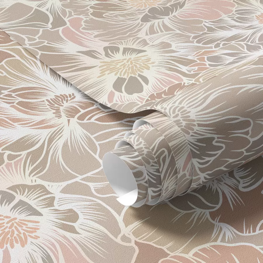 Шпалери Великі квіти з барвистими пелюстками в пастельних відтінках a00020