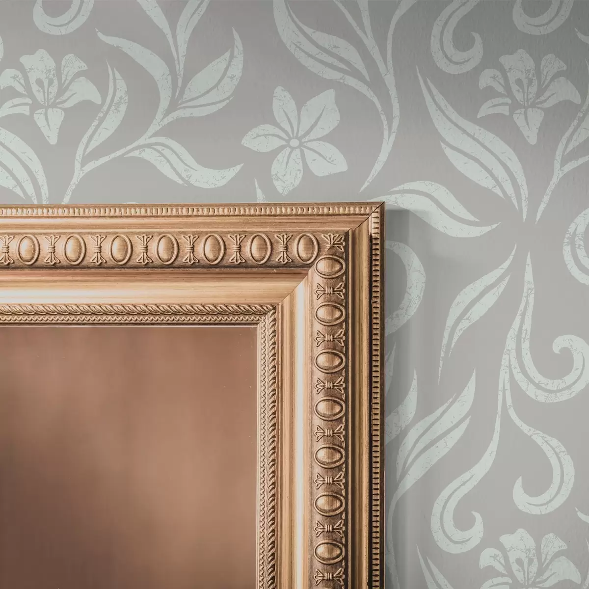 Шпалери Білі квіти і листя з потертостями a00038v1