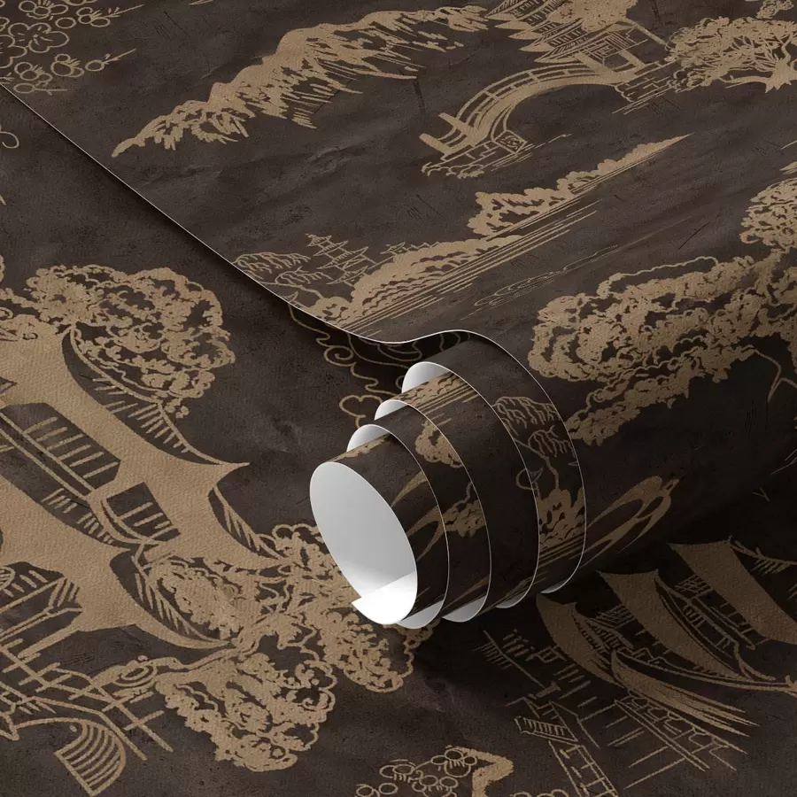 Шпалери Азіатські елементи в коричневому кольорі a00065