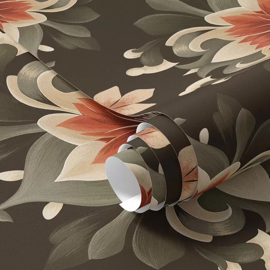 Шпалери Абстрактний квітковий візерунок на темному тлі a00069