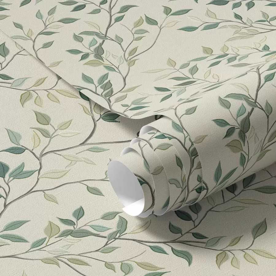 Шпалери Ніжні скручені гілочки з листям a00071