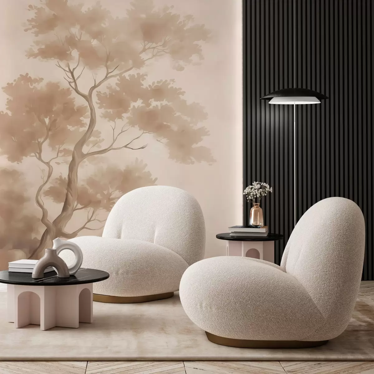 Шпалери Імітація дерева розмитою аквареллю w03471