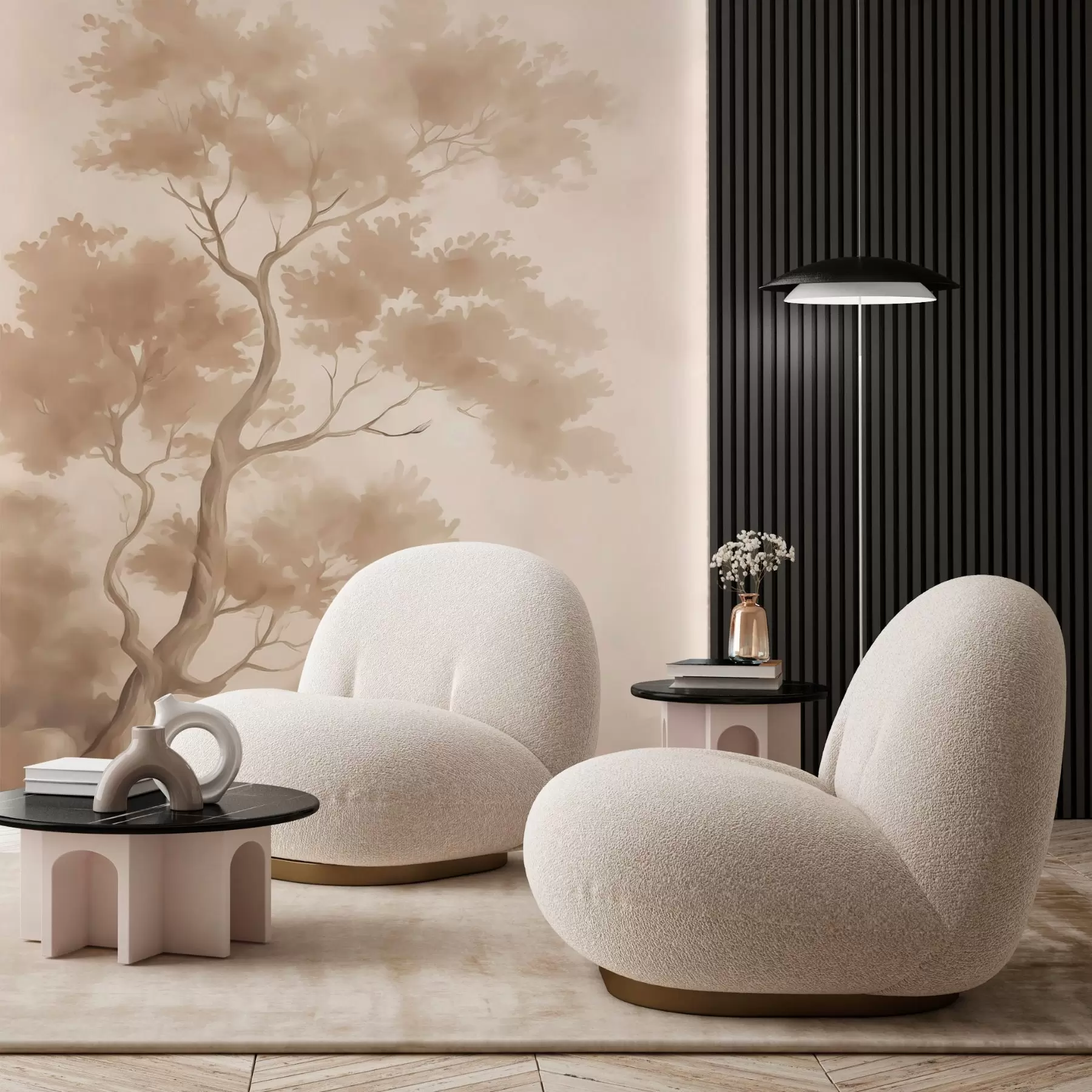 Шпалери Імітація дерева розмитою аквареллю w03471