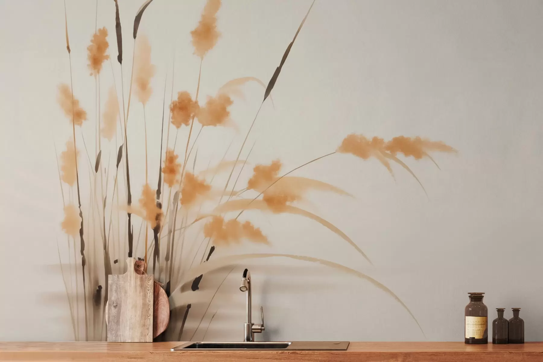 Шпалери Акварель з імітацією очерету w03463