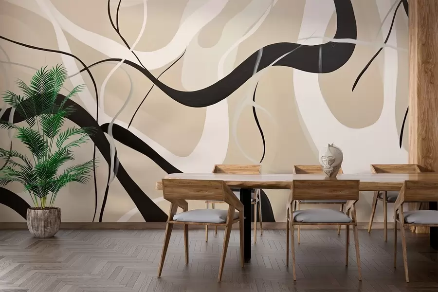 Шпалери Абстрактна композиція з вигнутими лініями w03503