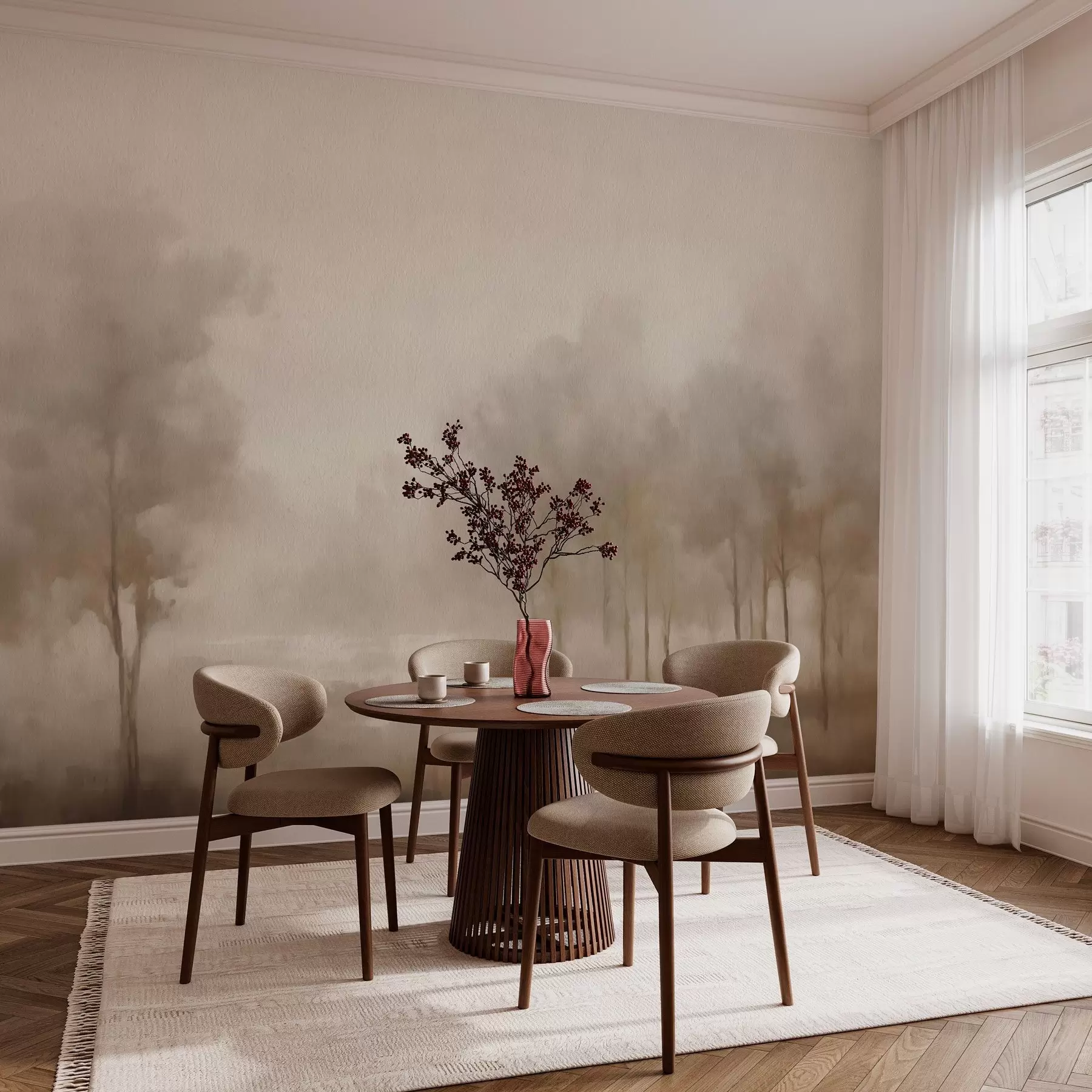 Шпалери Абстрактний ліс з ефектом сепії w03596