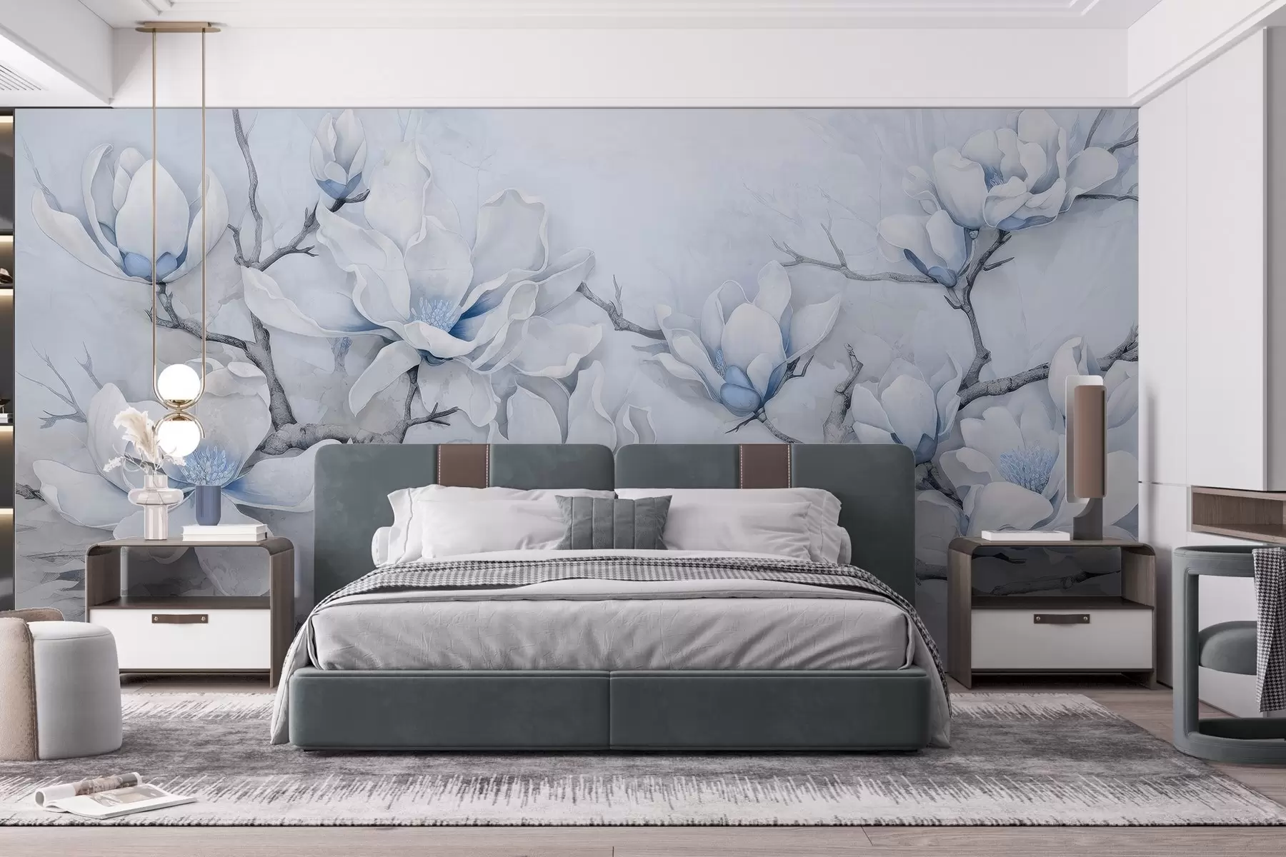 Шпалери Пишна розписна магнолія w03658v1