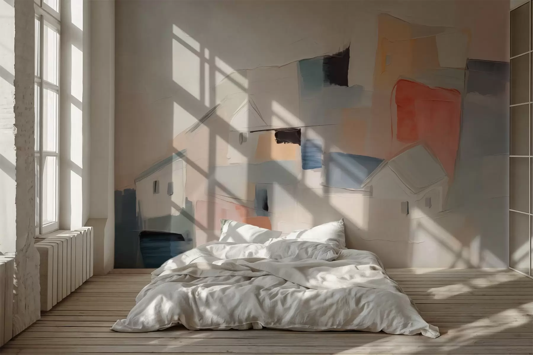 Шпалери Абстрактні будинки, що імітують живопис w03741