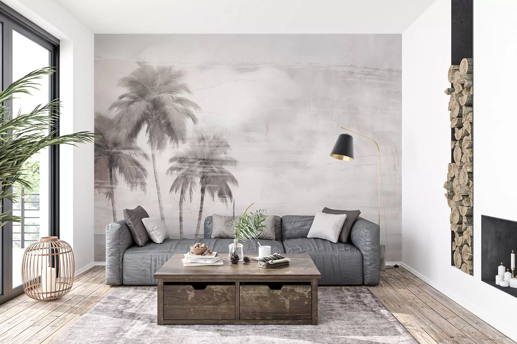 Шпалери Тропічна мрія, пальми, хмари, небо, море, текстура w03780v1