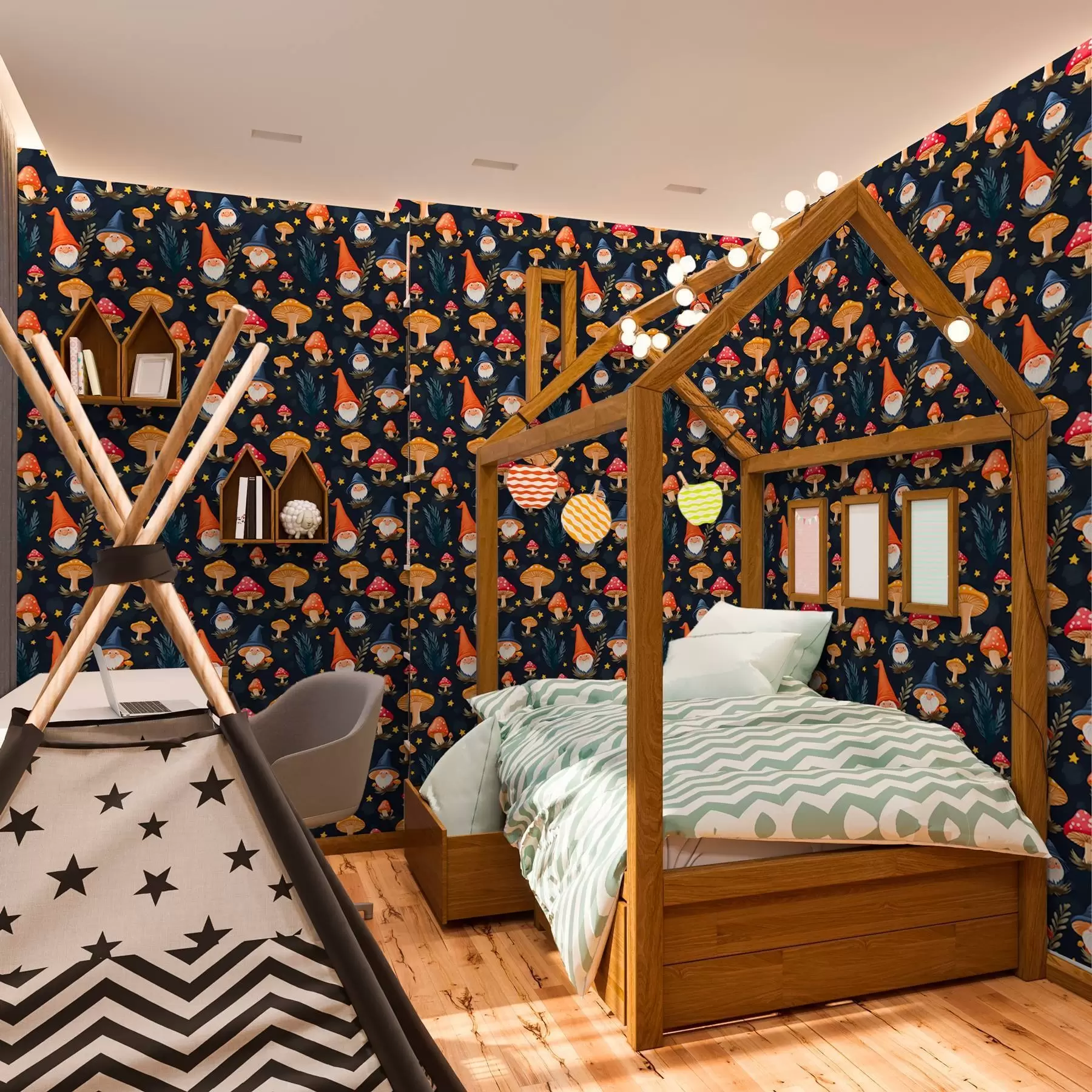 Шпалери Казкові гноми та зоряна ніч a00077