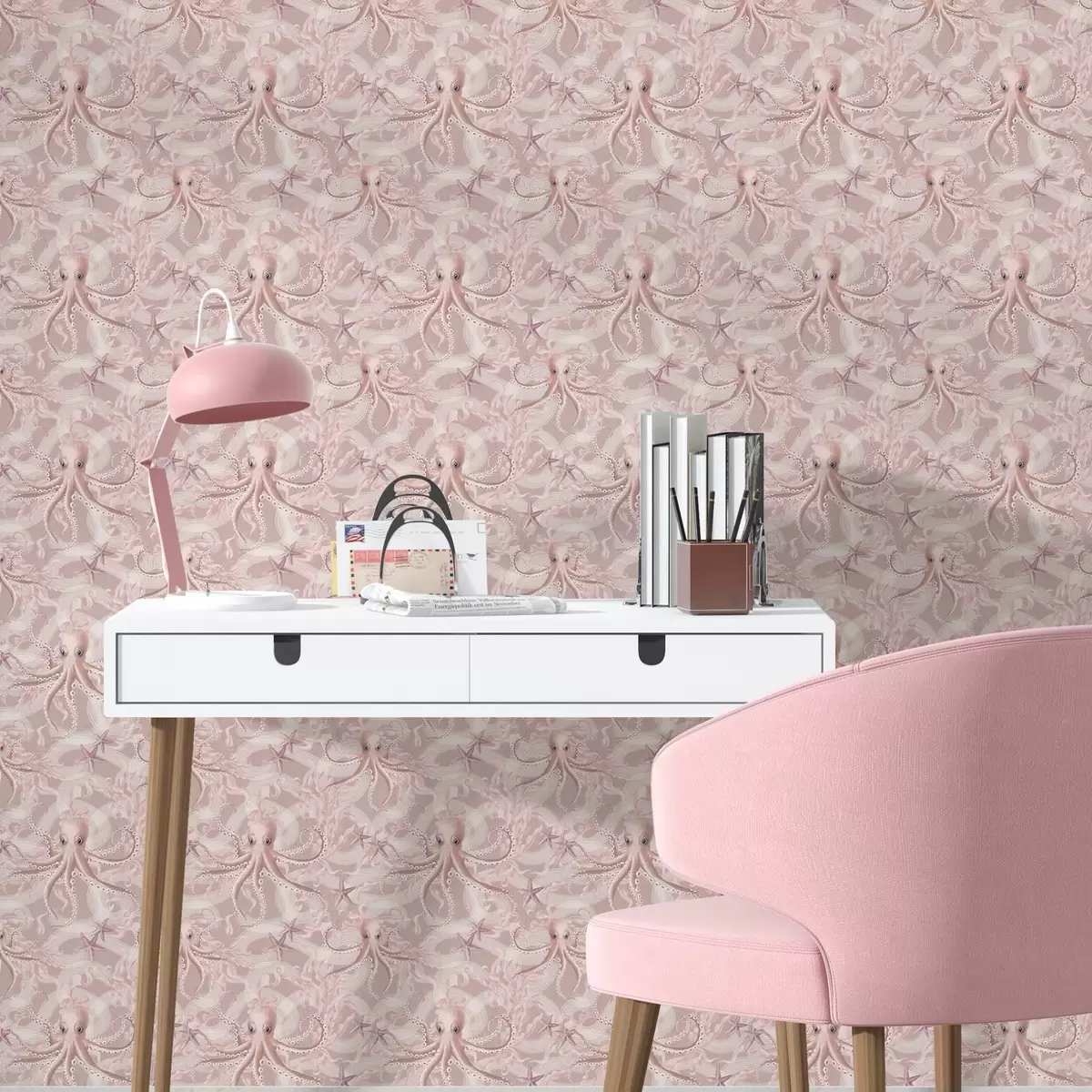 Шпалери Восьминоги на рожевому тлі a00120