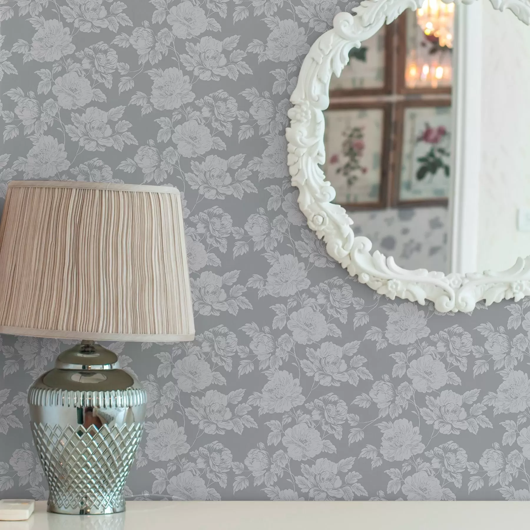 Шпалери Світлі квіти на сірому тлі a00129v1