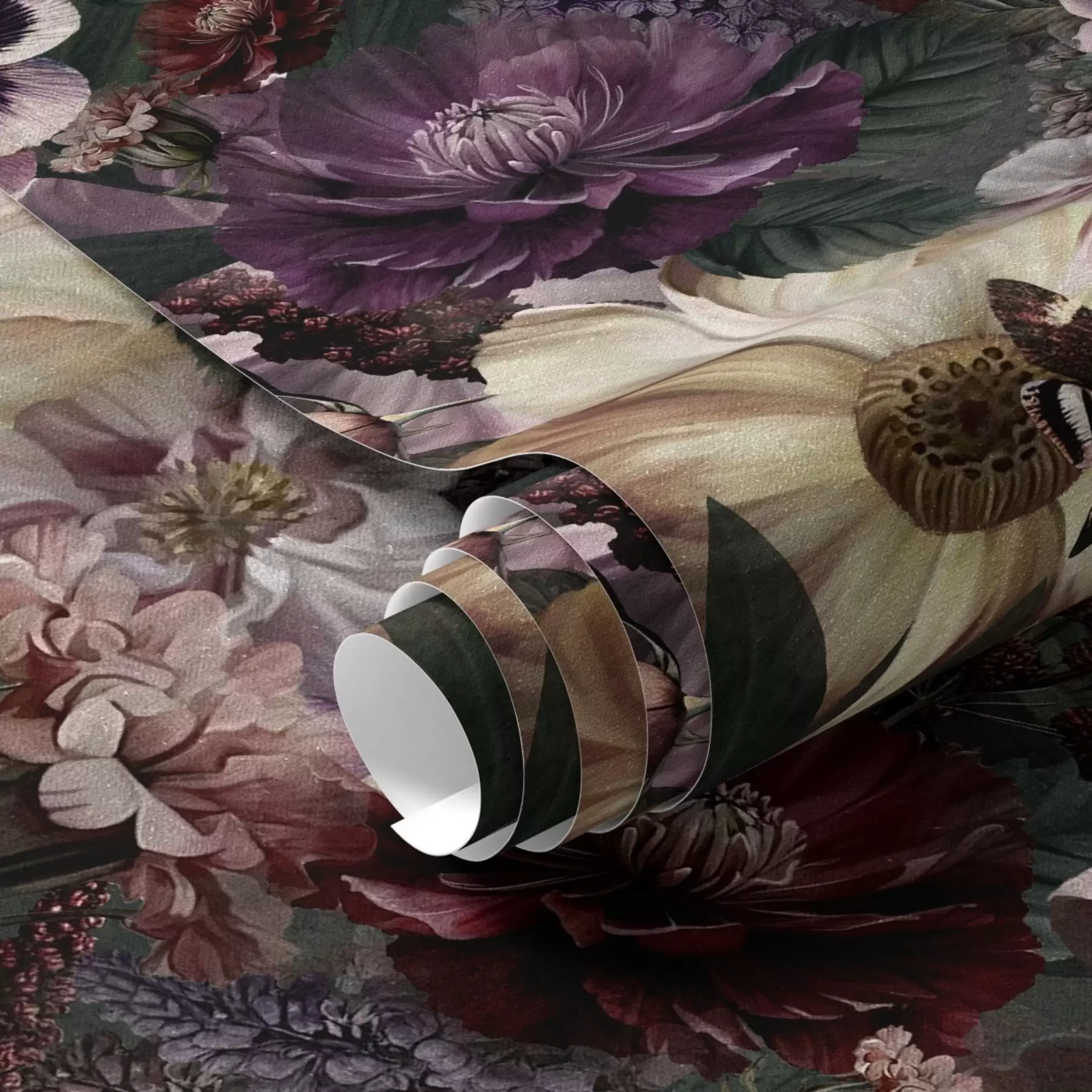 Шпалери Художній квітковий принт у темних тонах a00147