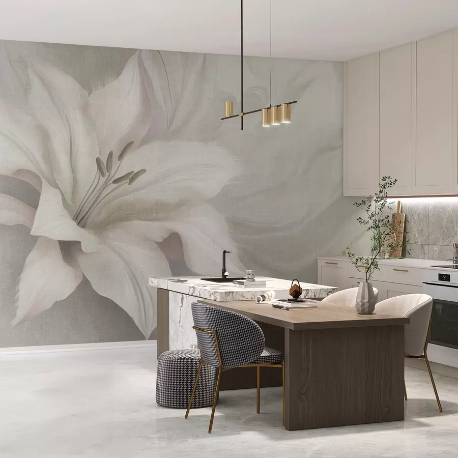 Шпалери Квітка лілії рідина абстракція, квітковий, сірі кольори w04006v2