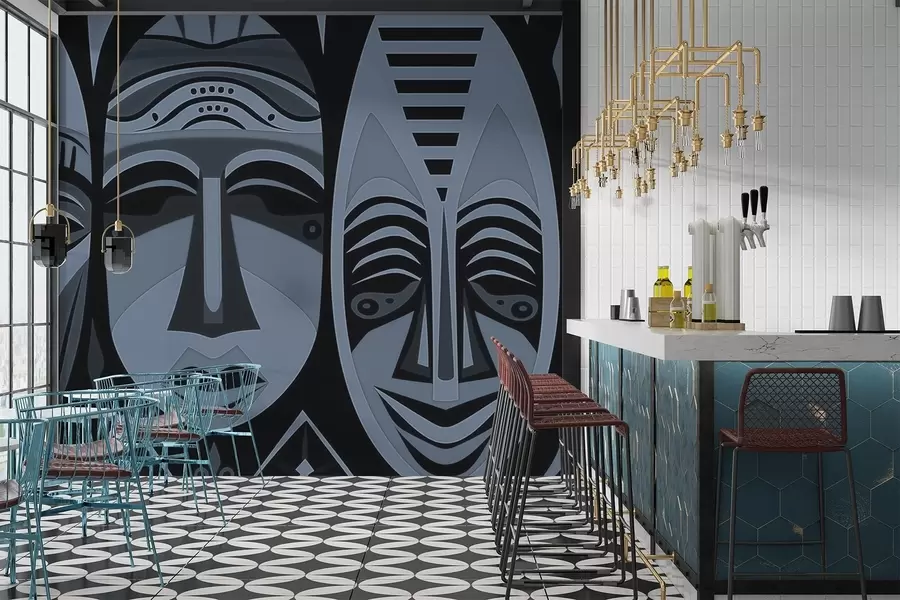 Шпалери Африканські маски w04043v1