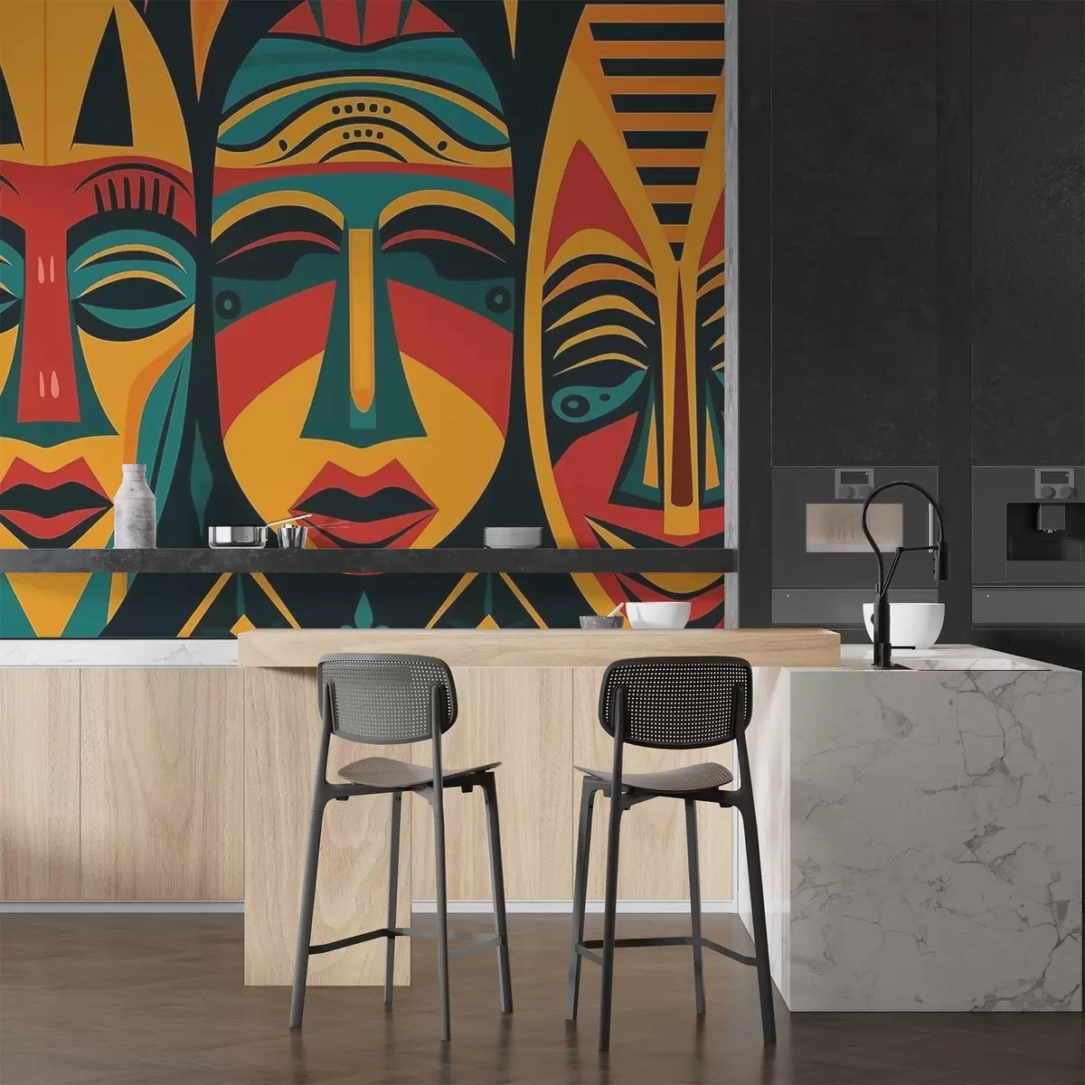 Шпалери Африканські маски w04043v2