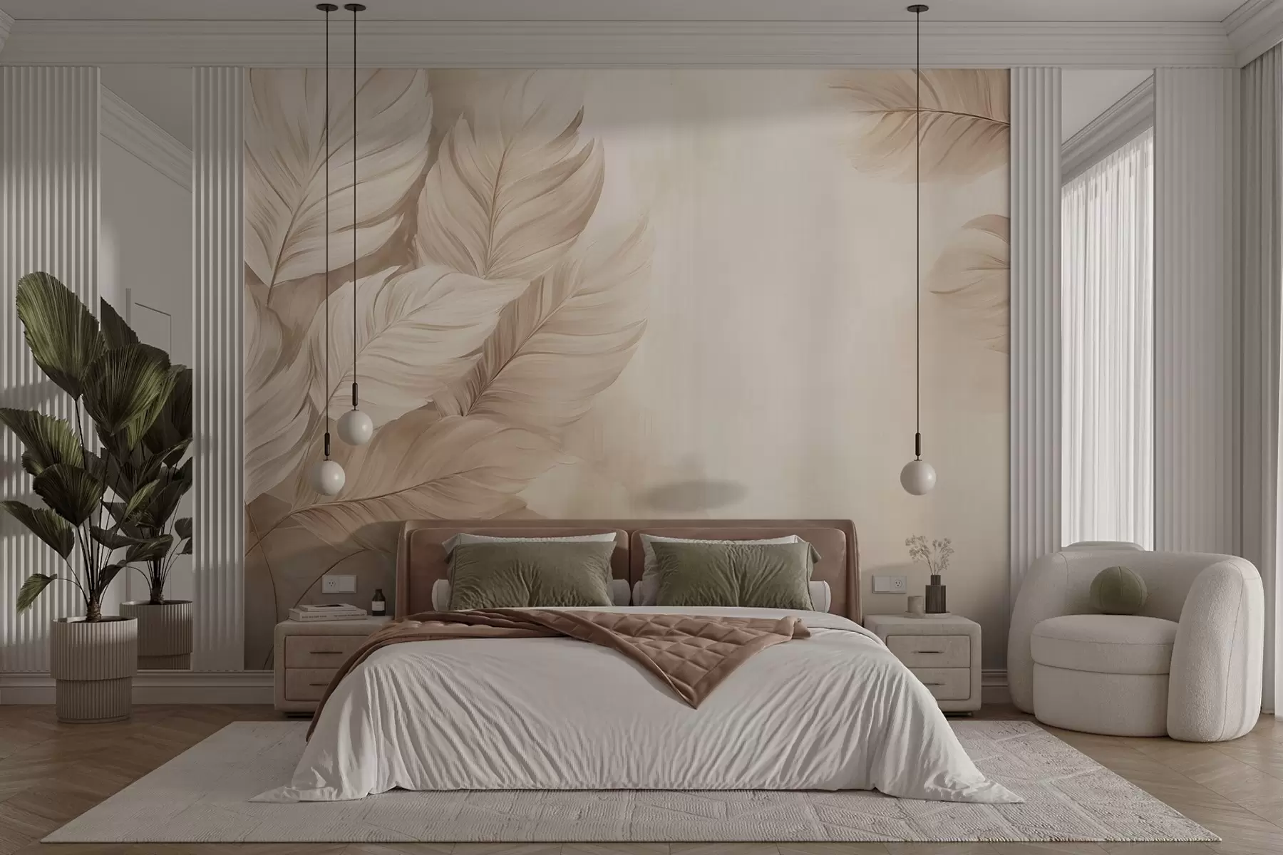 Шпалери Пастельне листя w09175v2