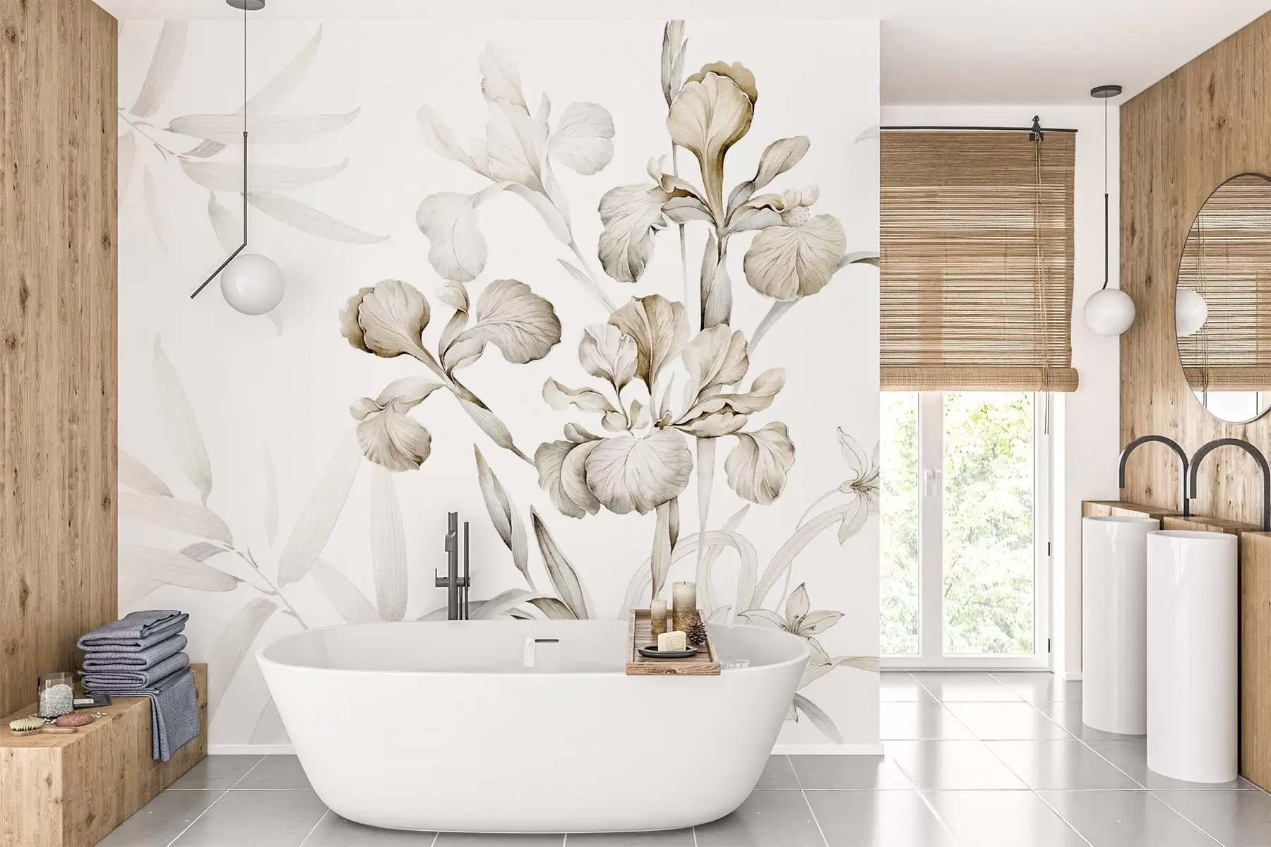 Шпалери Іриси, відтінки бежевого w03955v2