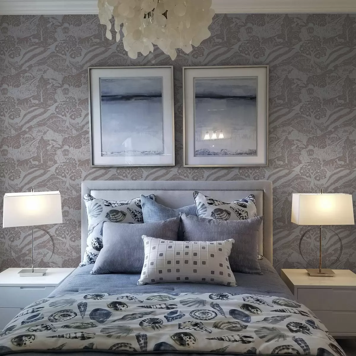 Шпалери Пастельна казкова ілюстрація з тваринами та деревами a00172v1