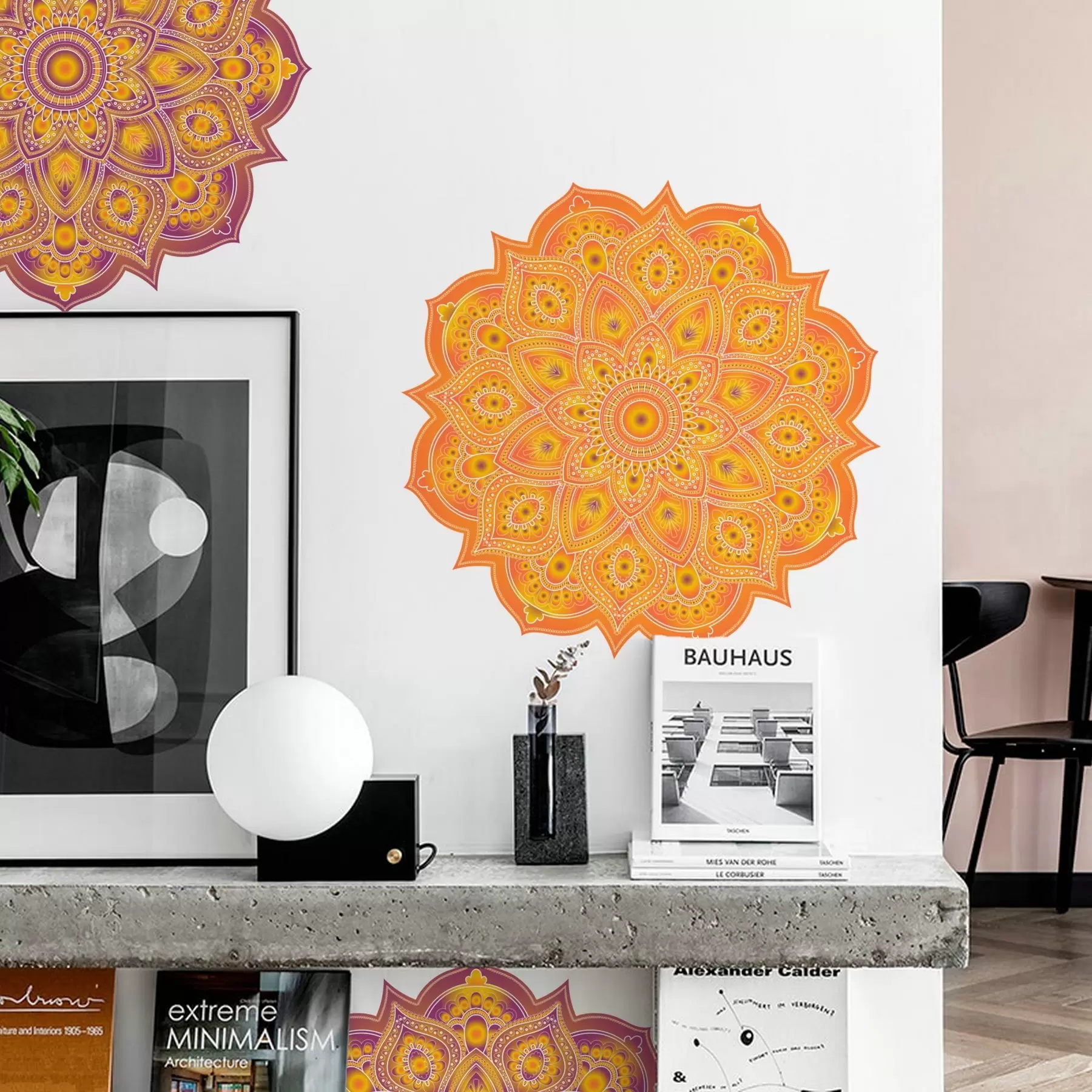 Шпалери Мандали в помаранчевих і фіолетових відтінках n00121