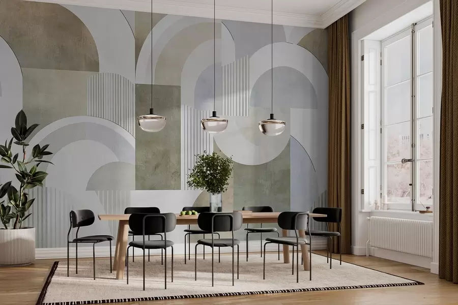 Шпалери Абстрактна геометрія в стилі арт-деко з ретро-ефектом w04079