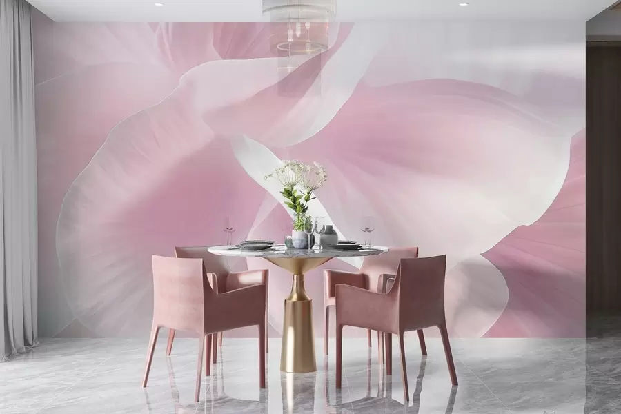 Шпалери Абстрактна фактурна квітка з ніжними пелюстками, м'яке освітлення, елегантна композиція, мінімалістична естетика w09211v1