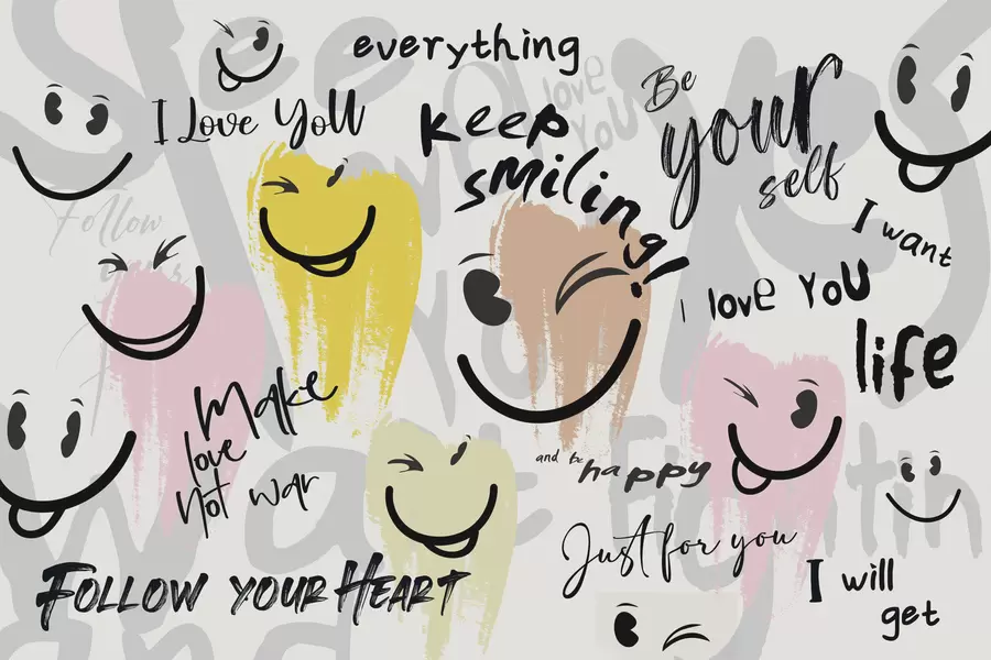 Шпалери Смайлики та написи w04174