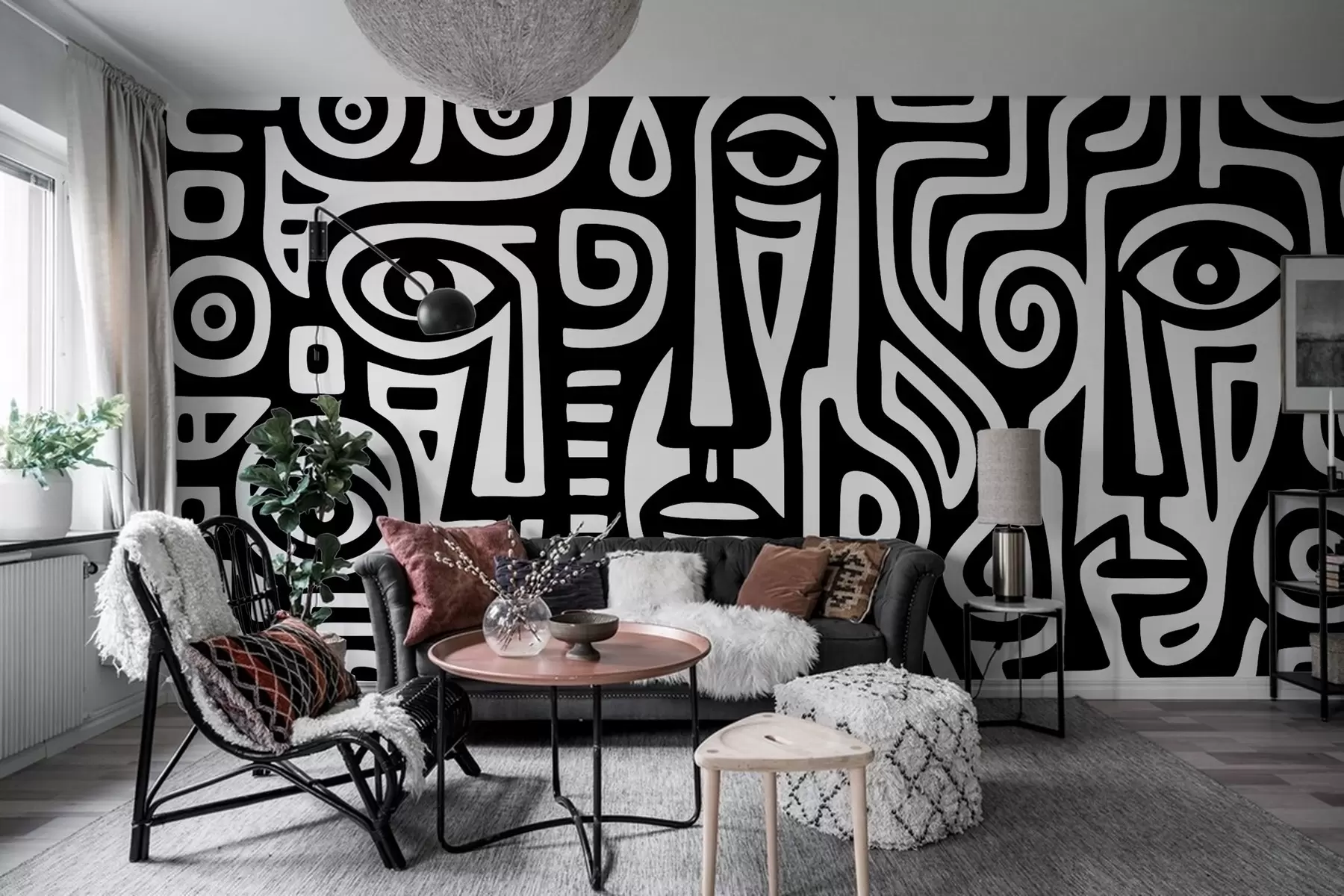 Шпалери Стилізовані деталі обличчя w04186