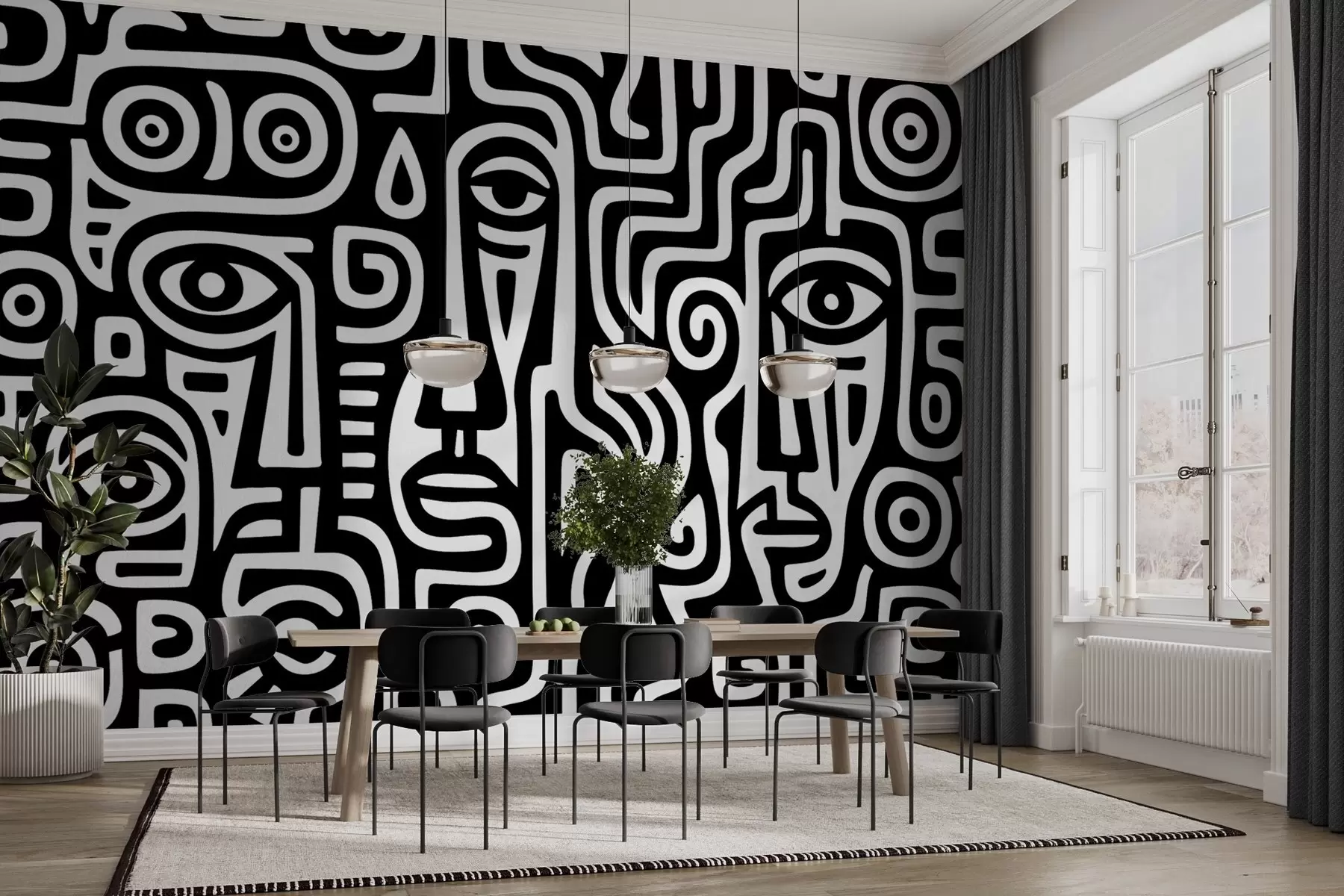 Шпалери Стилізовані деталі обличчя w04186