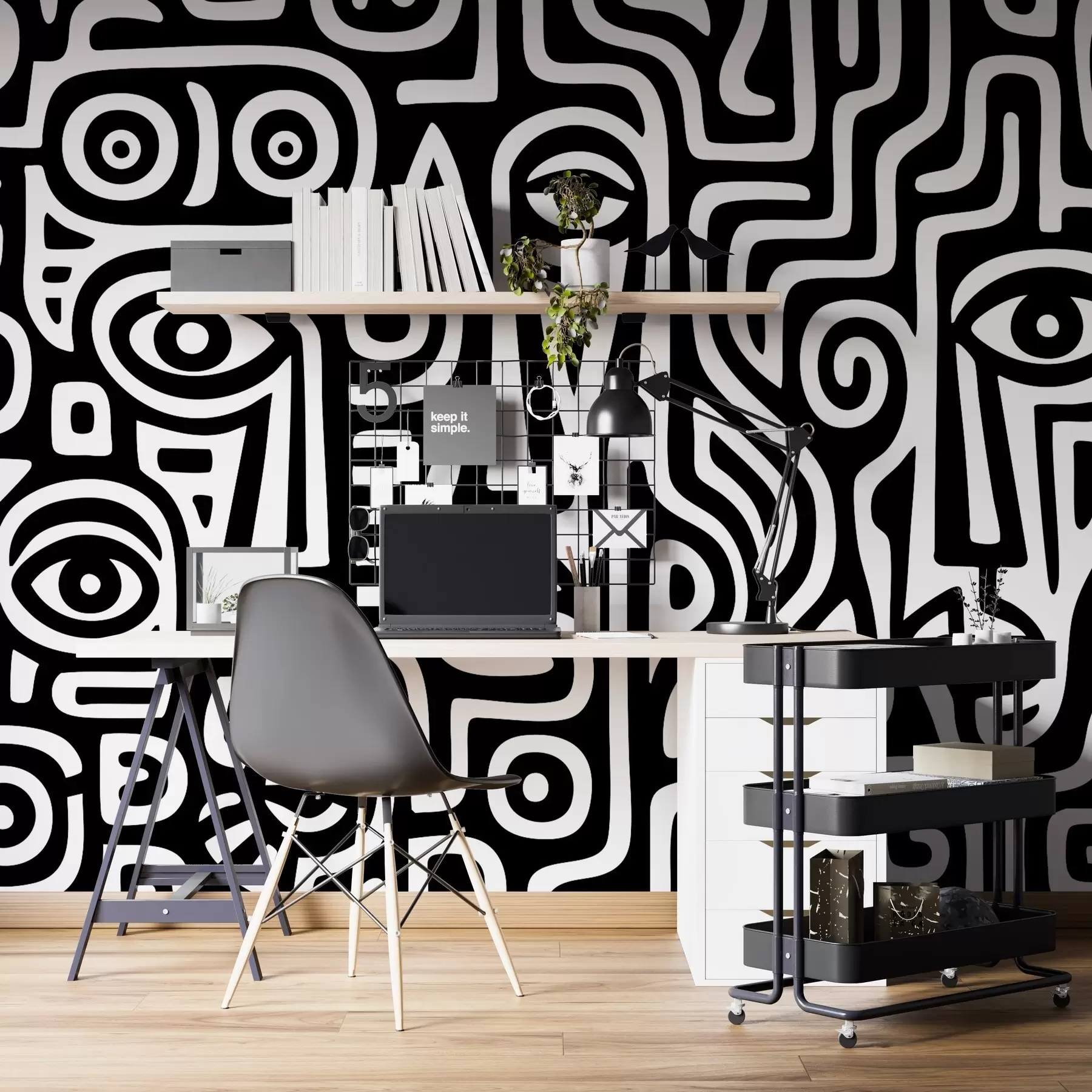 Шпалери Стилізовані деталі обличчя w04186