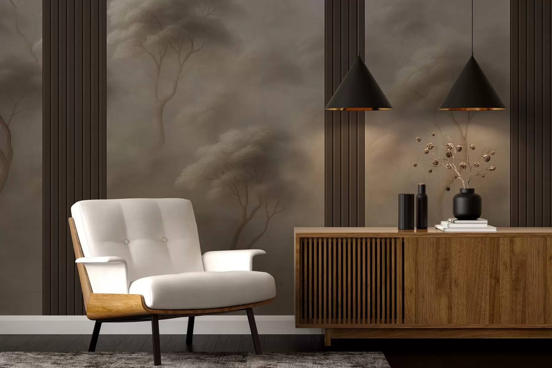 Шпалери Ліс зустрічається з панно w04187