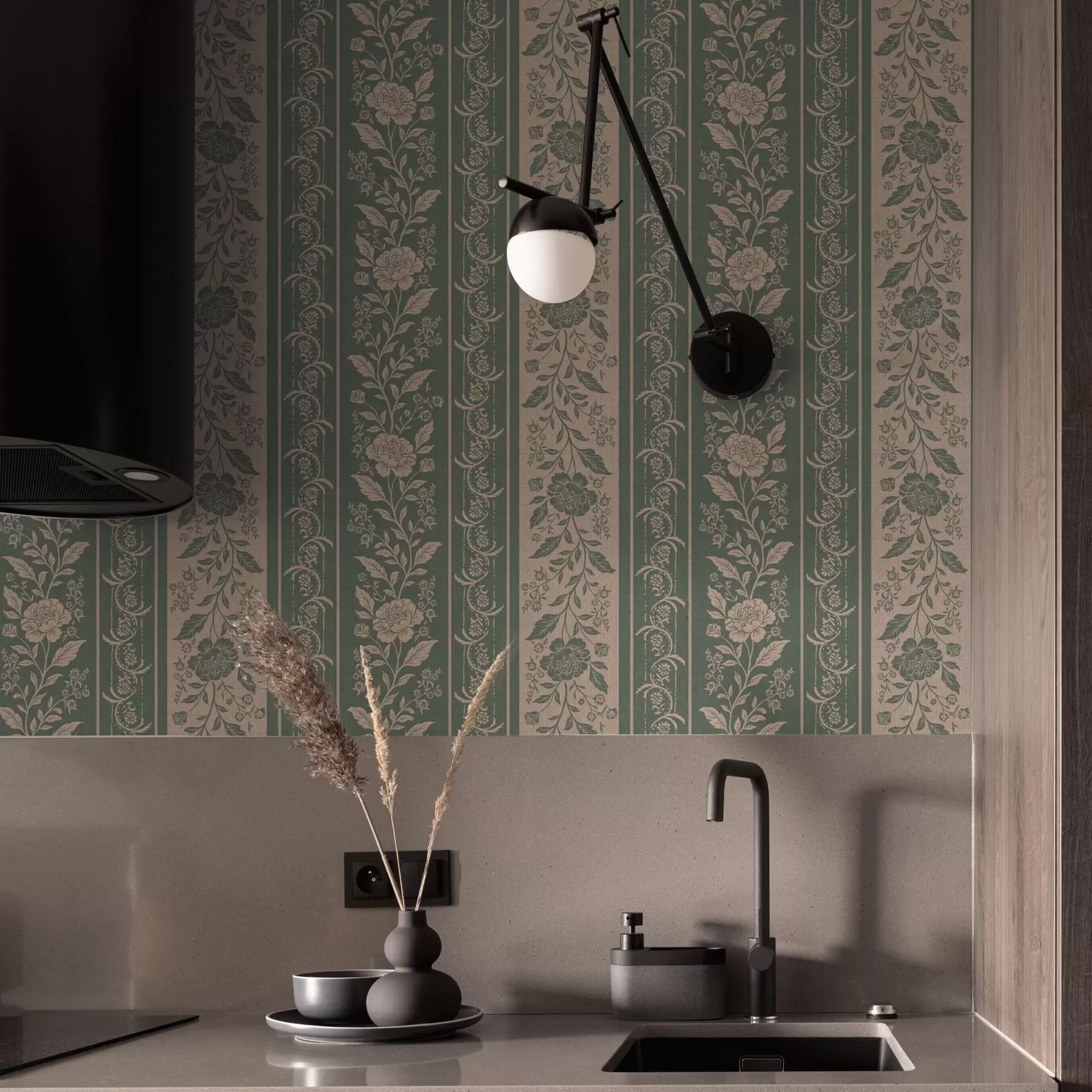 Шпалери Вертикальні смужки з квітковим візерунком a00273