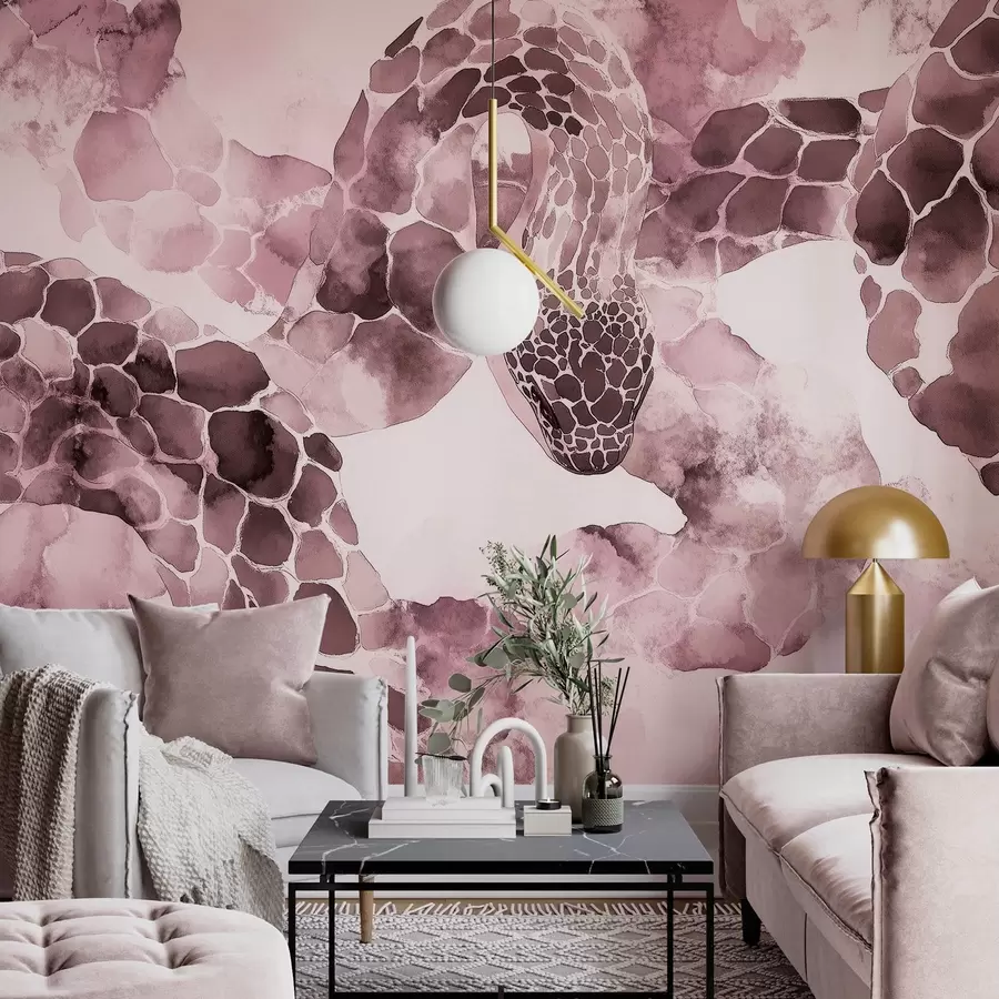 Шпалери Силует змії, акварельний стиль, бордові кольори w04113v1