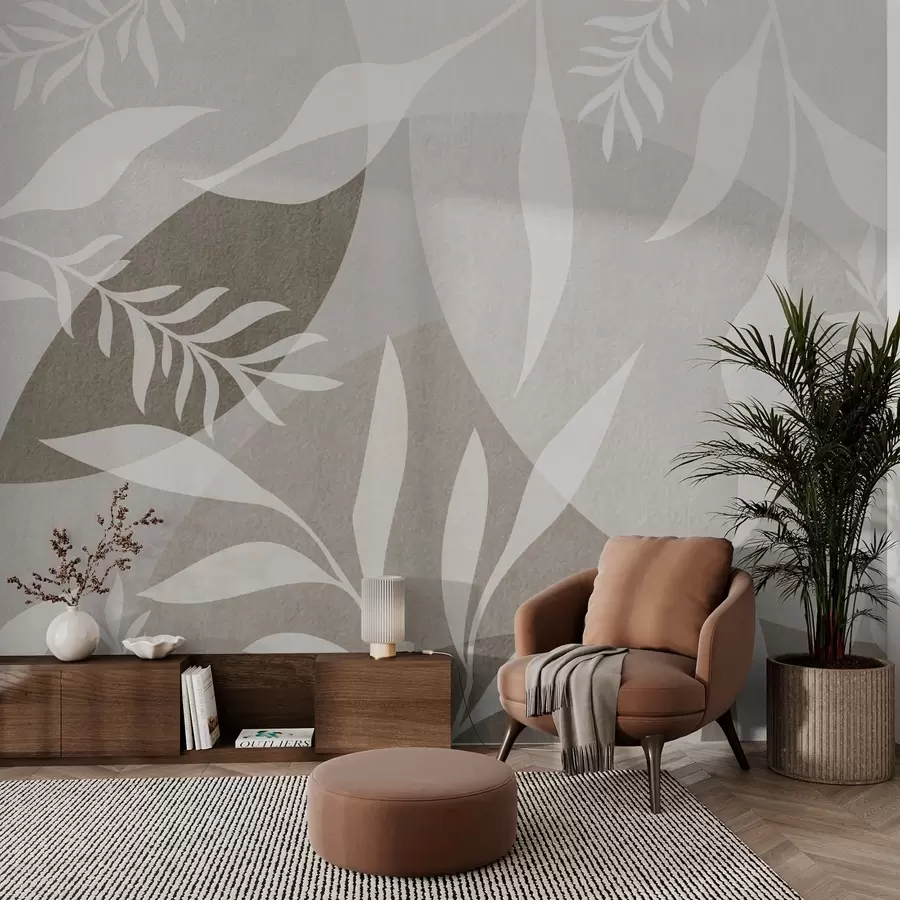 Шпалери Силуети гілочок на тлі абстрактних кіл w04270v1