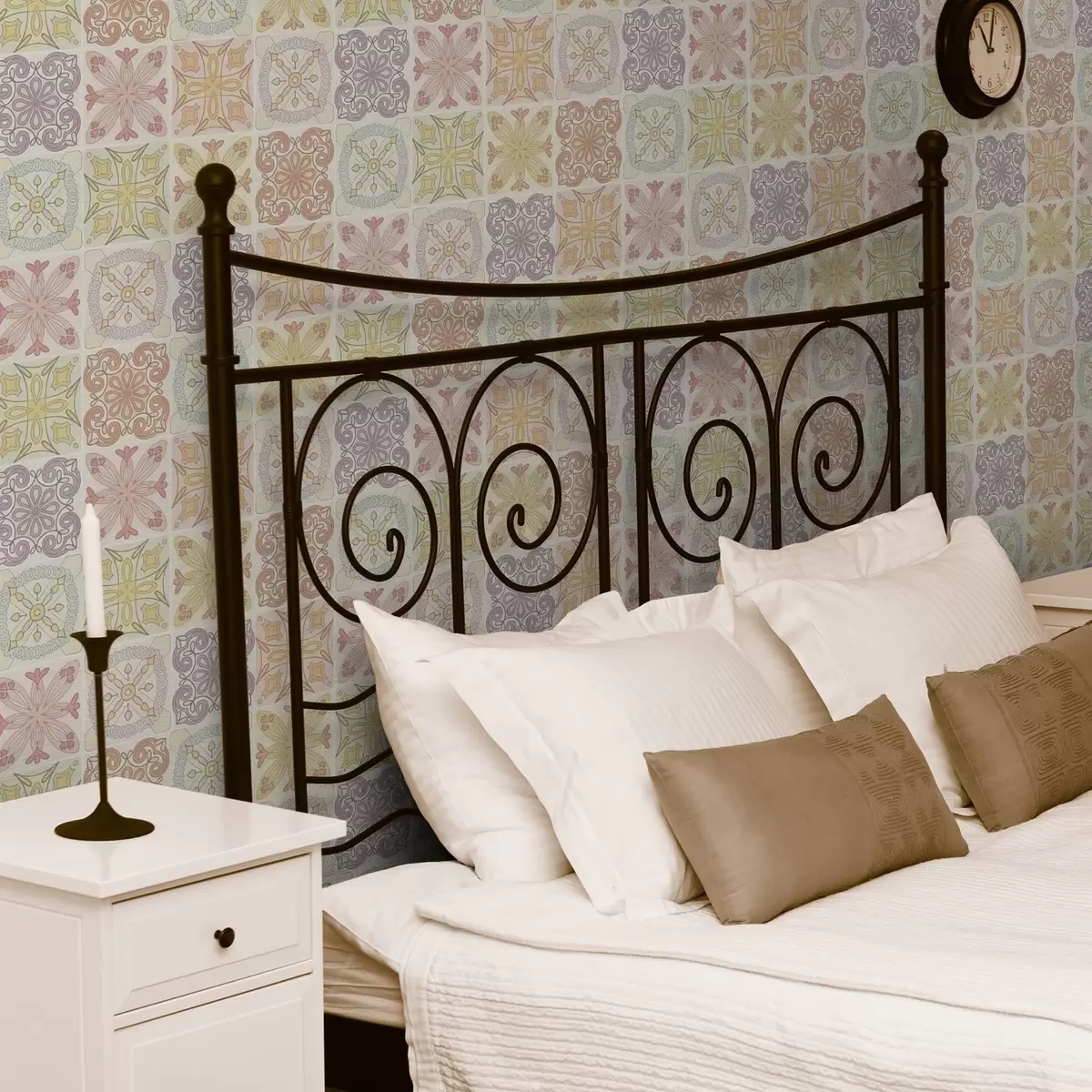 Шпалери Кольорові геометричні орнаменти з плитки a00284