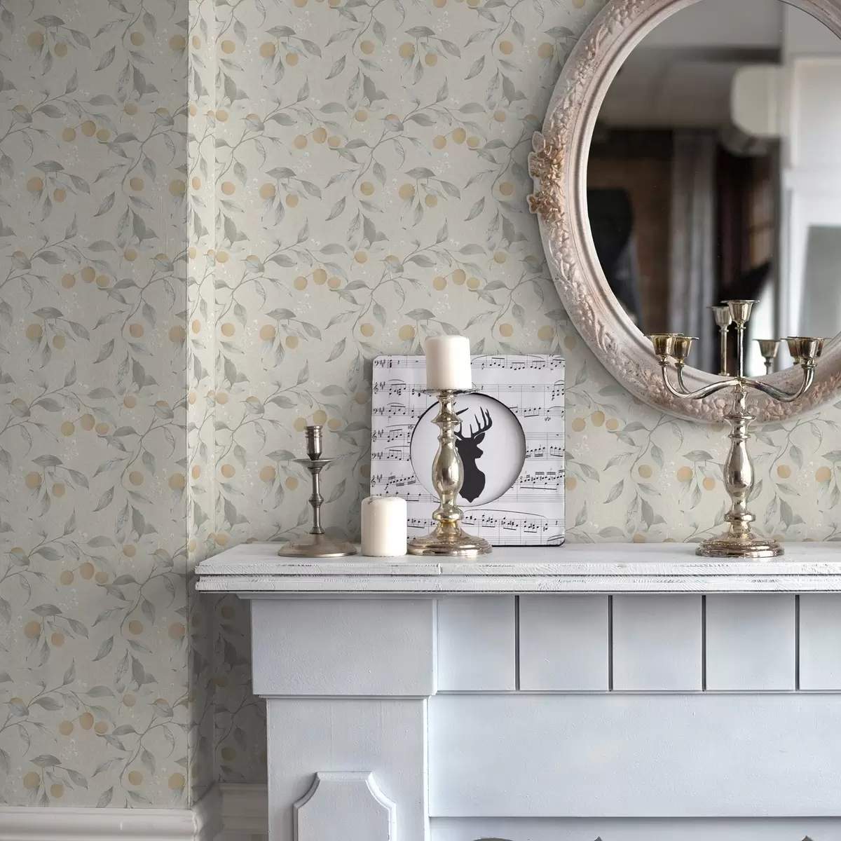 Шпалери Світлі гілки з помаранчевими ягодами a00344