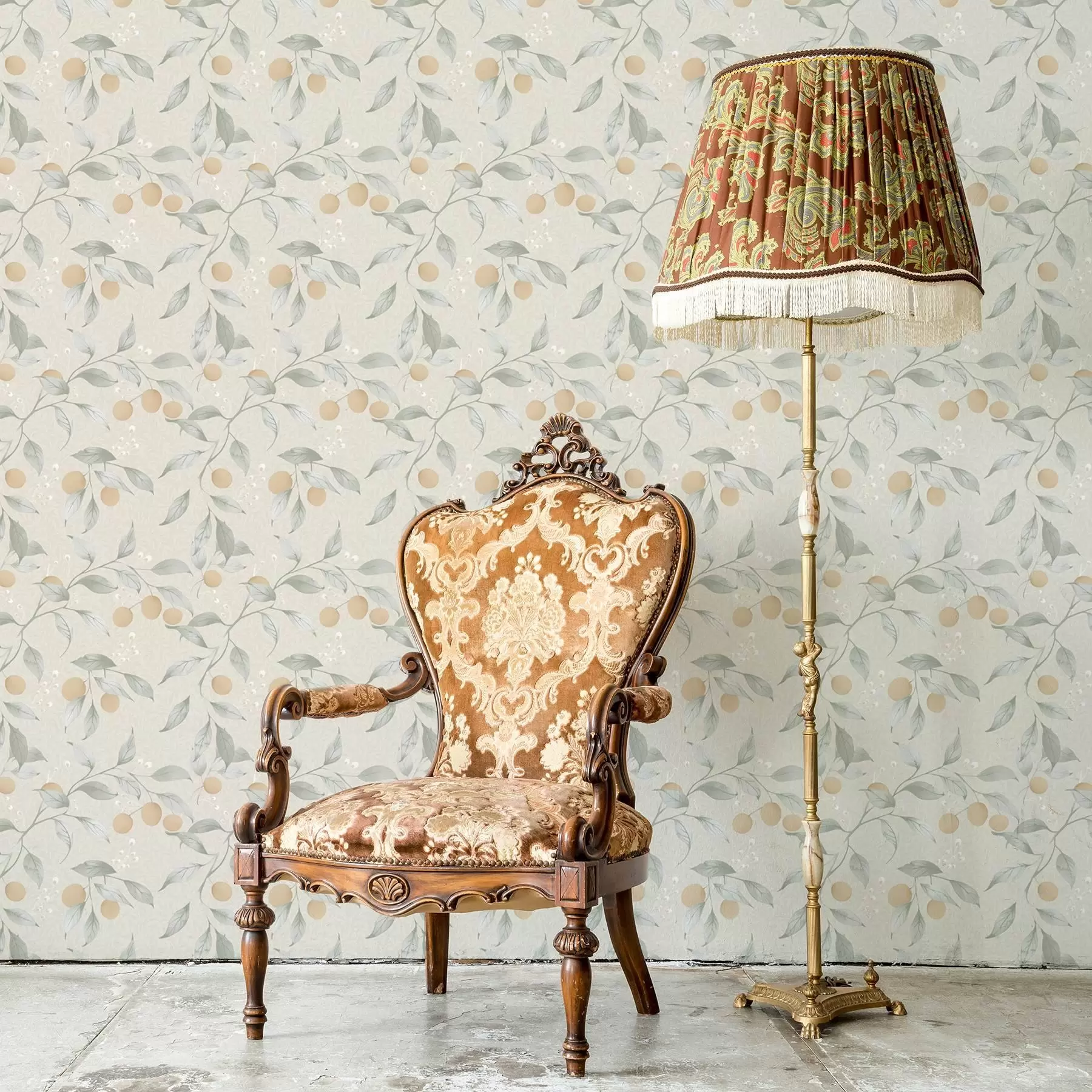 Шпалери Світлі гілки з помаранчевими ягодами a00344