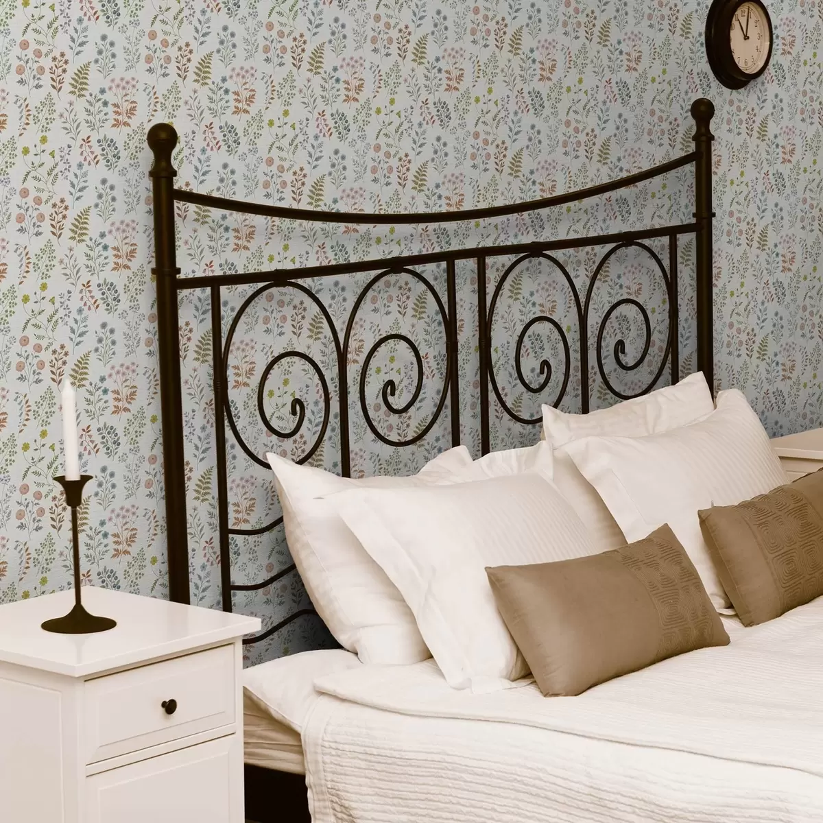 Шпалери Кольорові рослини на білому картатому тлі a00413