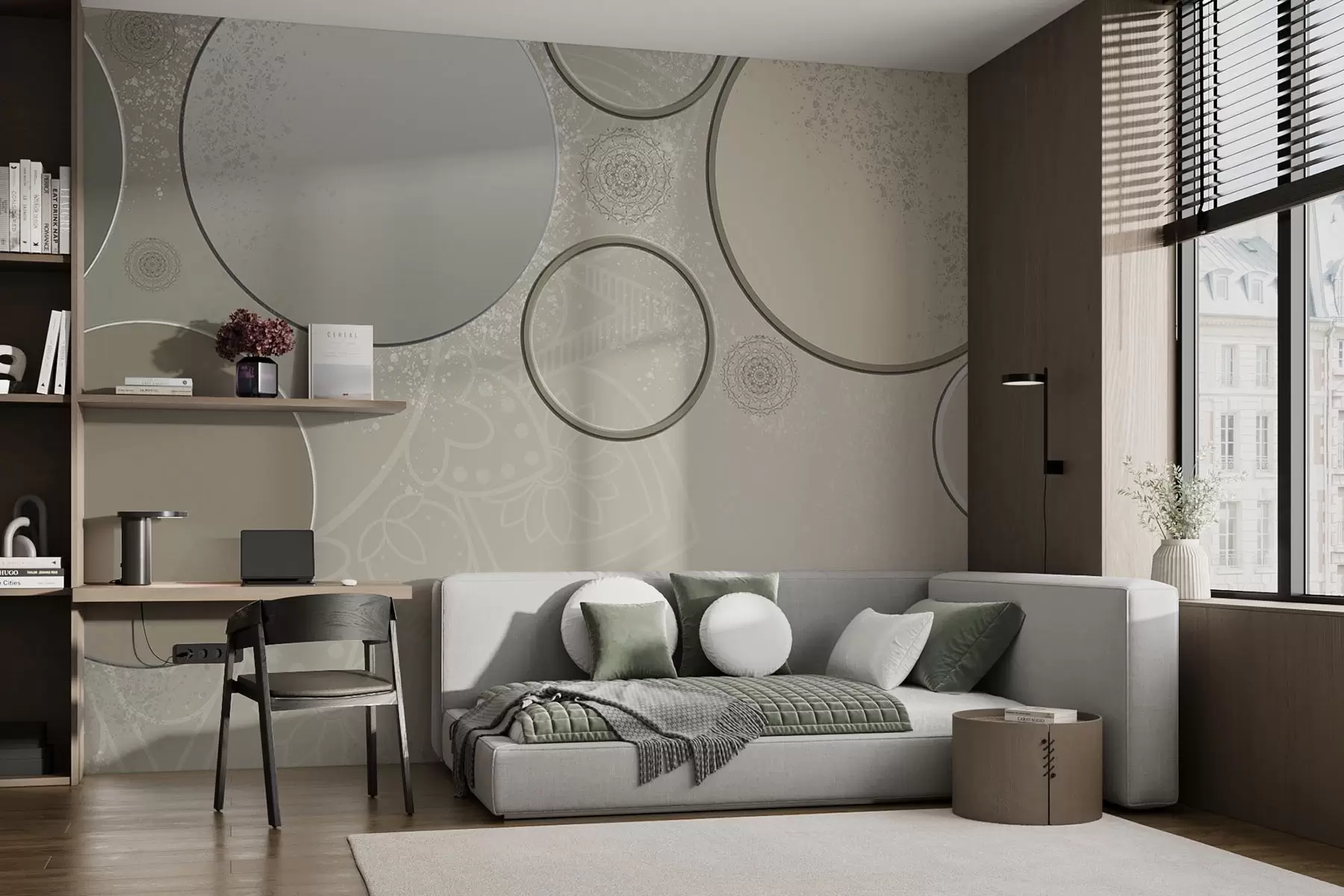 Шпалери Різноманітність кіл на напівпрозорому тлі w09181