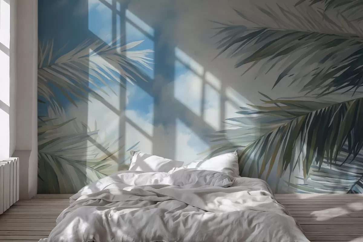 Шпалери Пальмове листя на тлі неба w04361