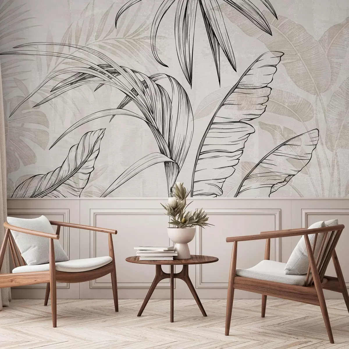 Шпалери Листя на тлі з імітацією розмиття та текстури w04362