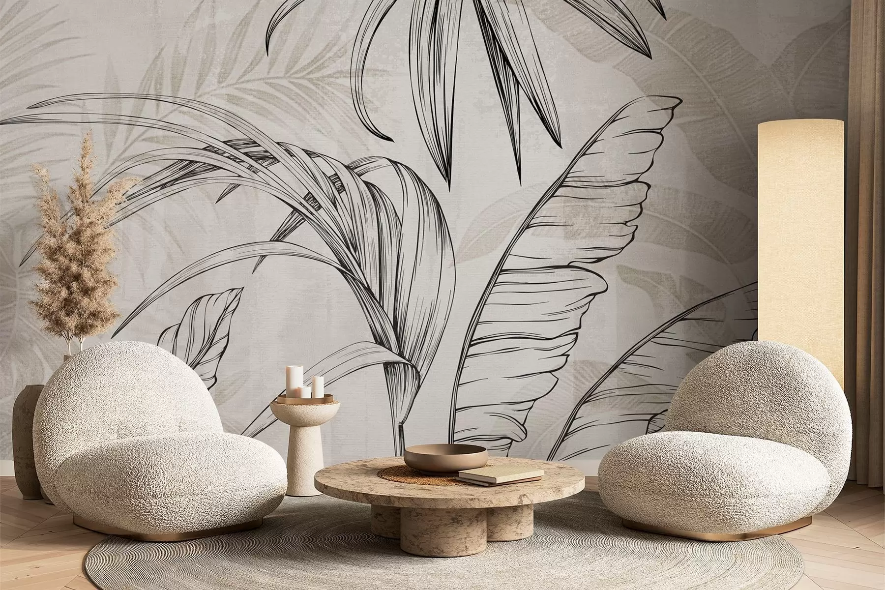 Шпалери Листя на тлі з імітацією розмиття та текстури w04362