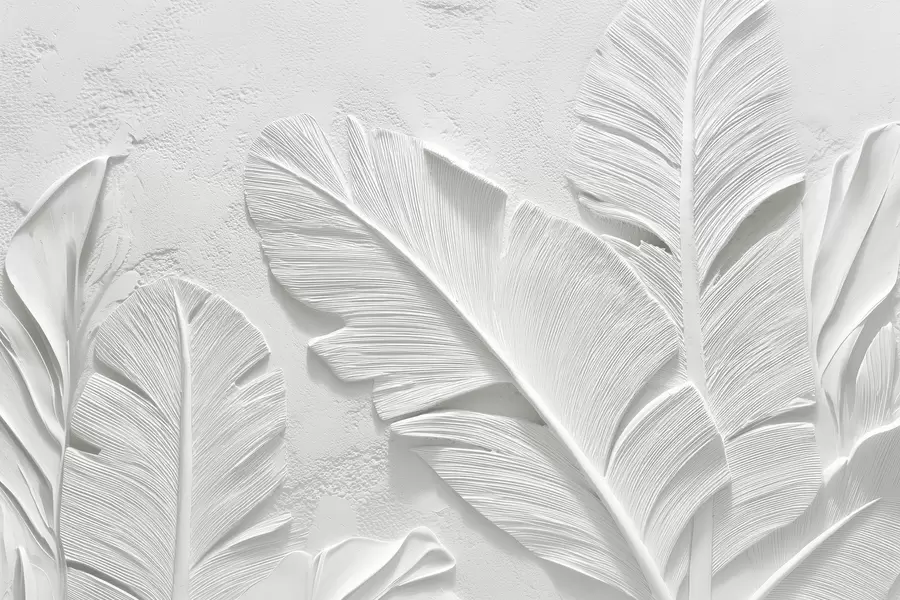 Шпалери Текстуроване сіре листя на тлі з рельєфом зі штучної штукатурки w09307